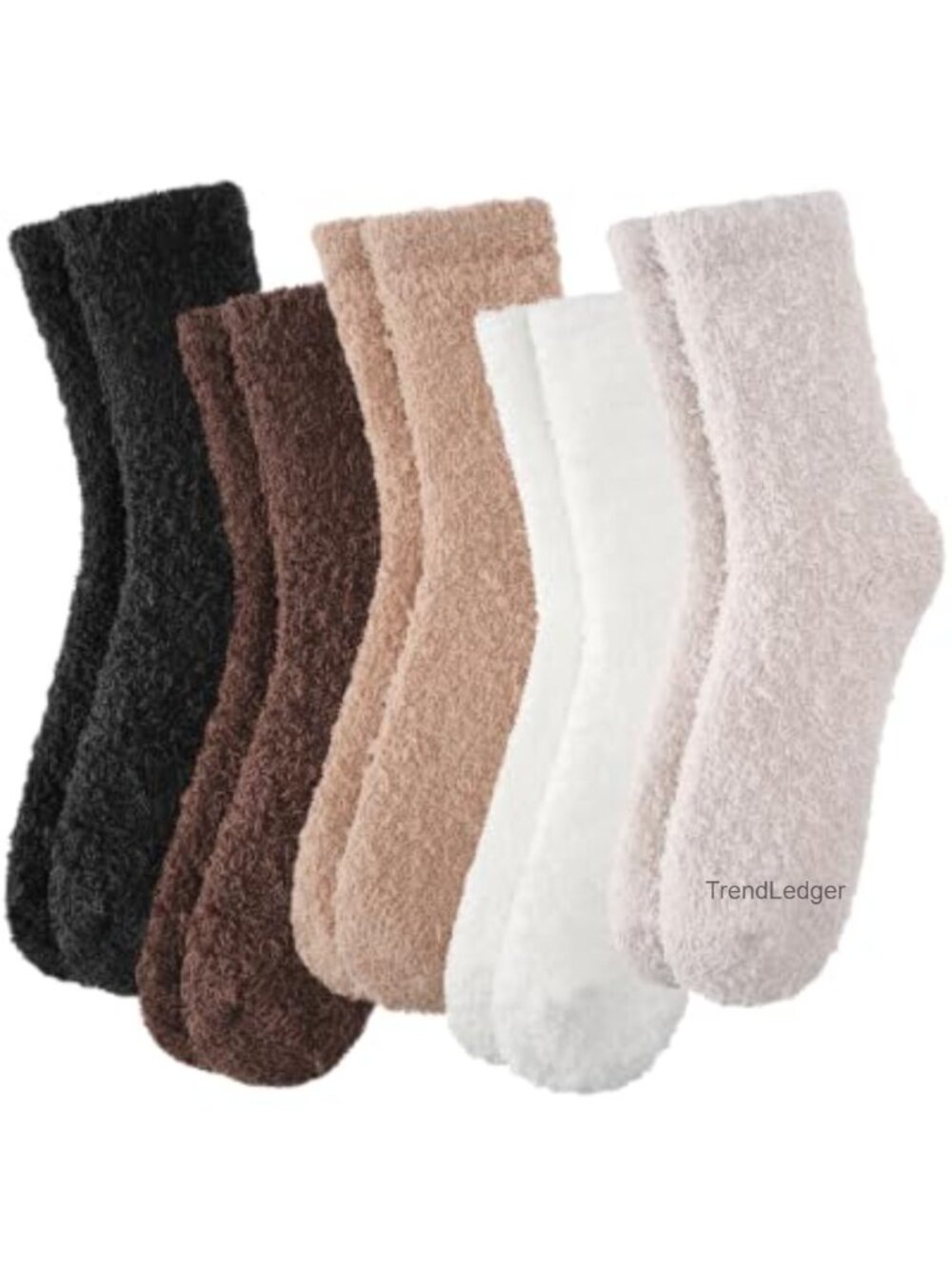 5 Pairs Fuzzy Socks for Women Solid Fluffy Warm Winter Slipper Socks